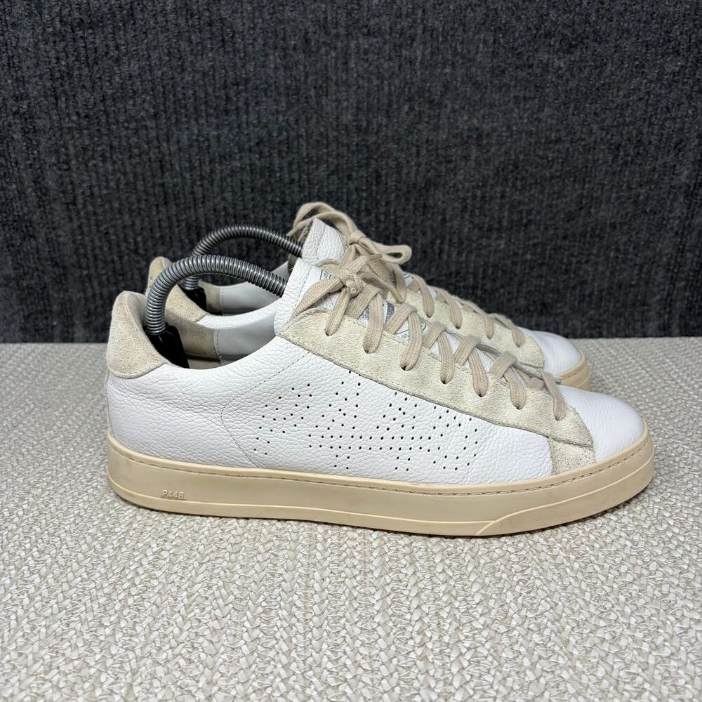 P448 John Low Top Leather Suede Sneakers Shoes White Cream Women’s 41 US 10